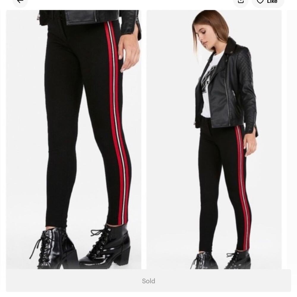 Express‎ Side Stripe Trousers Black Red White Pants: Size 14 #287
